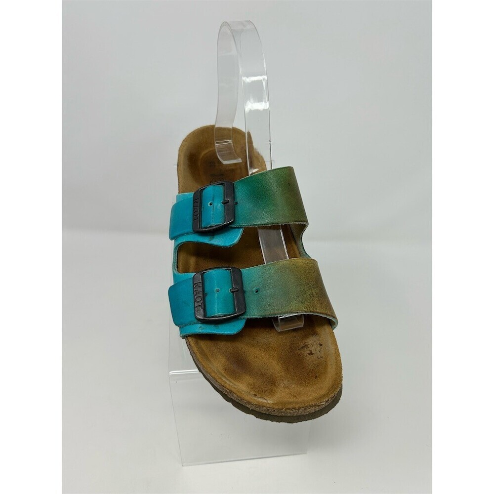 NAOT Slide Sandals Teal Blue Two Strap Cork Footbed Buckle Comfort Size 39 - Picture 2 of 10